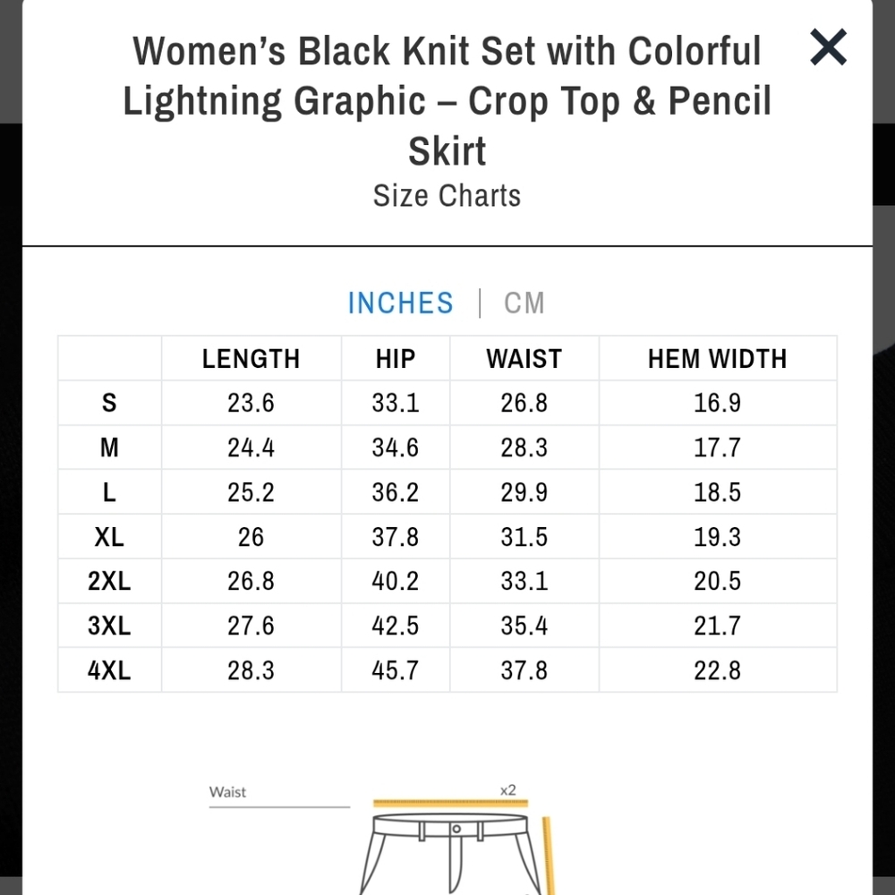Black Skirt Set with Vibrant Lightning Design - Picture 6 of 10